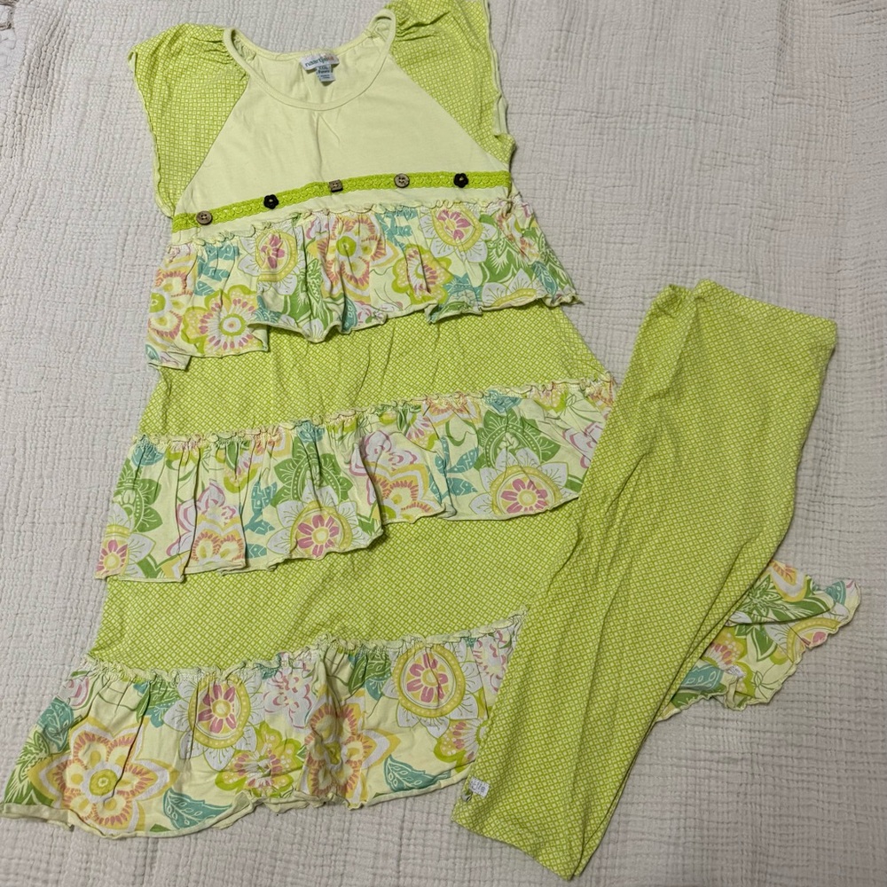 Floral Ruffle Lime Dress Set